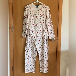 Lauren Ralph Lauren Floral Women’s Pajamas Set - White with Red and Pink Accents